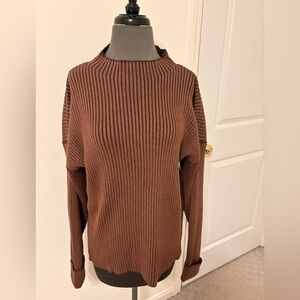 Varley Brown Mock Neck Ribbed Sweater. Size Small. $168, now $49